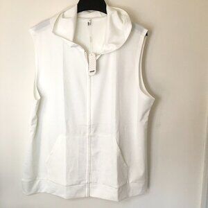 COOFANDY Men's Workout Hooded Tank Tops Zip Up Sleeveless Gym Shirts, 2XL, White